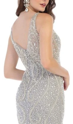 May Queen - RQ7650 Crystal Beaded V-neck Sheath Dress 9 May Queen - RQ7650 Crystal Beaded V-neck Sheath Dress