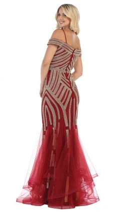 May Queen - RQ7651 Sequin Embellished Off-Shoulder Mermaid Gown 13 May Queen - RQ7651 Sequin Embellished Off-Shoulder Mermaid Gown