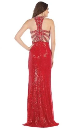 Formal Gowns May Queen - RQ7656 Crystal Trimmed Sequined High Slit Gown 13 Formal Gowns May Queen - RQ7656 Crystal Trimmed Sequined High Slit Gown