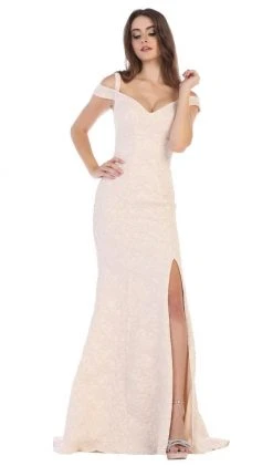 May Queen - RQ7663 Off-Shoulder Trumpet Dress With High Slit 9 May Queen - RQ7663 Off-Shoulder Trumpet Dress With High Slit
