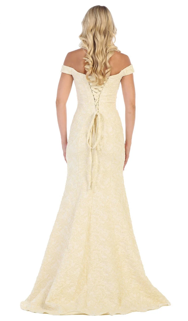 May Queen - RQ7663 Off-Shoulder Trumpet Dress With High Slit 8 May Queen - RQ7663 Off-Shoulder Trumpet Dress With High Slit