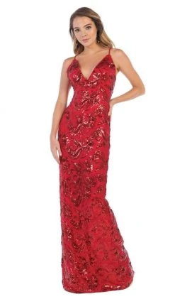 May Queen - RQ7666 Sequined Plunging V-Neck Sheath Gown 13 May Queen - RQ7666 Sequined Plunging V-Neck Sheath Gown