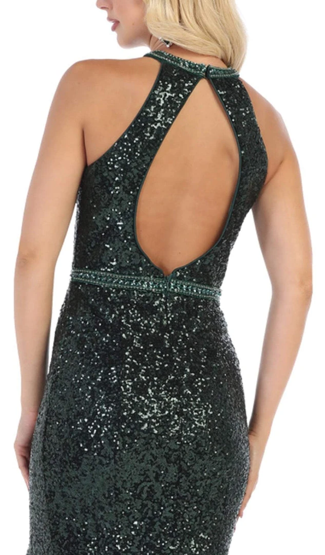 May Queen - RQ7673 Embellished Halter Trumpet Dress With Train Formal Gowns 6 May Queen - RQ7673 Embellished Halter Trumpet Dress With Train Formal Gowns
