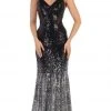 May Queen - RQ7677 Ombre Embellished V-neck Trumpet Dress Formal Gowns