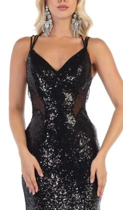 May Queen - RQ7677 Ombre Embellished V-neck Trumpet Dress Formal Gowns