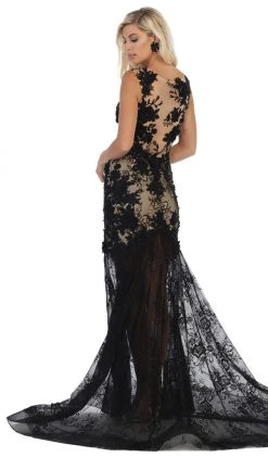May Queen - RQ7687 Lace Applique V-neck Trumpet Dress Formal Gowns 8 May Queen - RQ7687 Lace Applique V-neck Trumpet Dress Formal Gowns