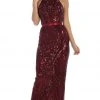 May Queen - RQ7696 Embellished High Halter Sheath Dress