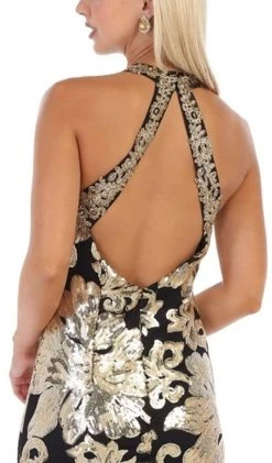 May Queen - RQ7698 Sequin Embroidered Halter Gown Formal Gowns