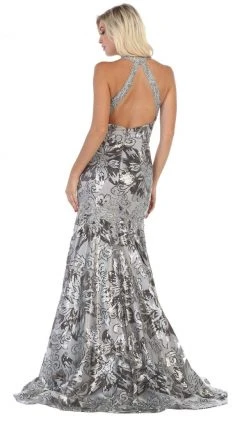 May Queen - RQ7698 Sequin Embroidered Halter Gown Formal Gowns