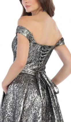 May Queen - RQ7704 Off-Shoulder Ballgown With Train