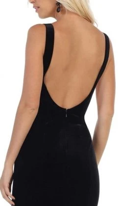 Formal Gowns May Queen - RQ7709 Plunging Scoop Back Velvet Gown