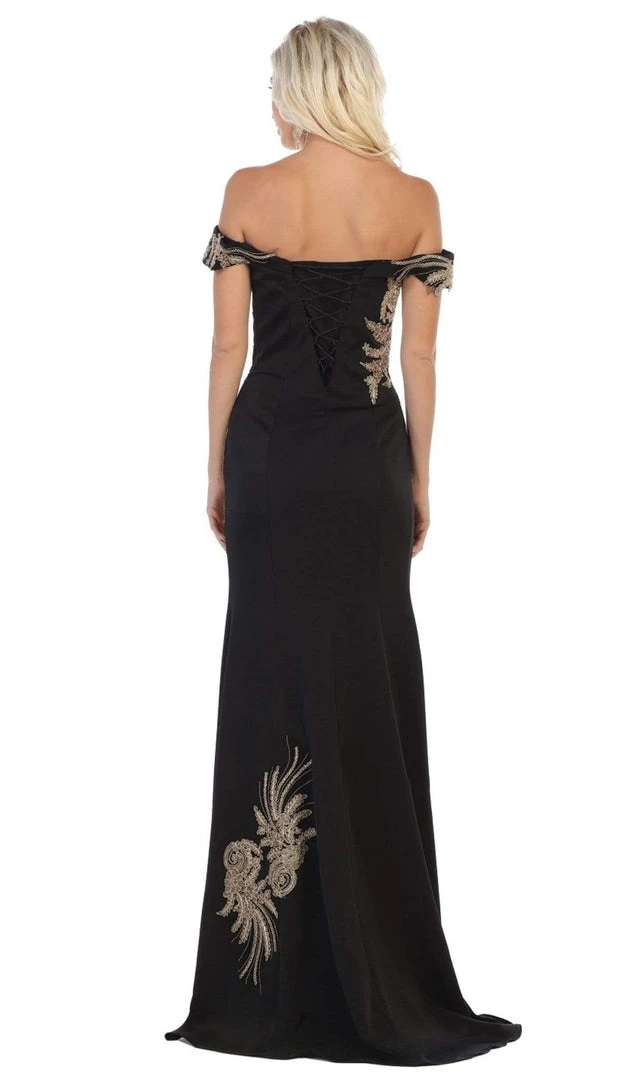May Queen - RQ7712 Embellished Off-Shoulder Trumpet Dress 4 May Queen - RQ7712 Embellished Off-Shoulder Trumpet Dress