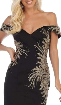 May Queen - RQ7712 Embellished Off-Shoulder Trumpet Dress 12 May Queen - RQ7712 Embellished Off-Shoulder Trumpet Dress
