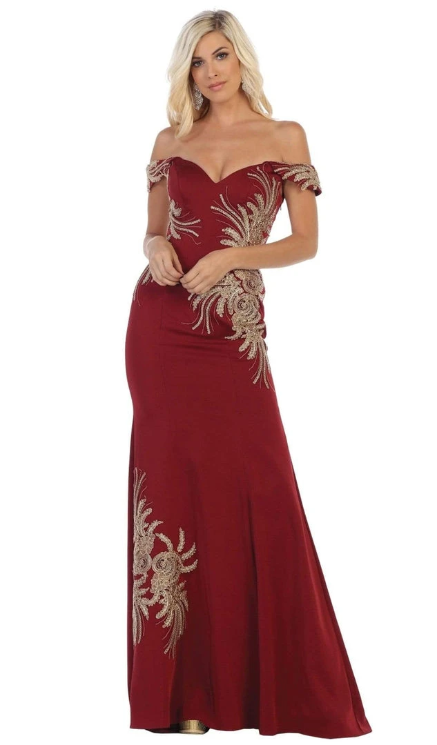 May Queen - RQ7712 Embellished Off-Shoulder Trumpet Dress 7 May Queen - RQ7712 Embellished Off-Shoulder Trumpet Dress