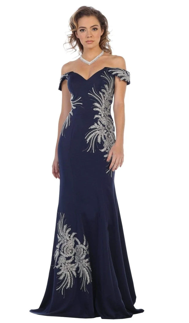 May Queen - RQ7712 Embellished Off-Shoulder Trumpet Dress 9 May Queen - RQ7712 Embellished Off-Shoulder Trumpet Dress