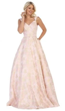 Formal Gowns May Queen - RQ7714 V-Neck A-Line Evening Dress