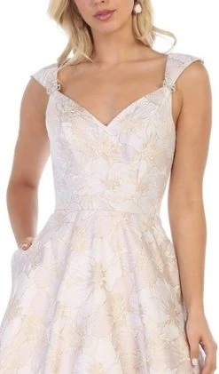 Formal Gowns May Queen - RQ7714 V-Neck A-Line Evening Dress