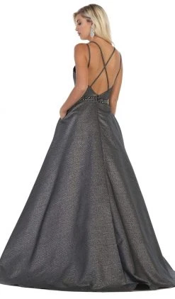 May Queen - RQ7721 Embellished Ballgown With Train And Pockets Formal Gowns 8 May Queen - RQ7721 Embellished Ballgown With Train And Pockets Formal Gowns