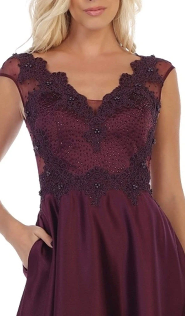 May Queen - RQ7723 Beaded Lace A-Line Evening Gown Formal Gowns 4 May Queen - RQ7723 Beaded Lace A-Line Evening Gown Formal Gowns