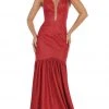 May Queen - RQ7725 Plunging V-Neck Fitted Trumpet Gown Formal Gowns