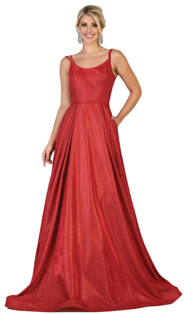 Formal Gowns May Queen - RQ7726 Scoop Pleated A-Line Evening Gown 3 Formal Gowns May Queen - RQ7726 Scoop Pleated A-Line Evening Gown