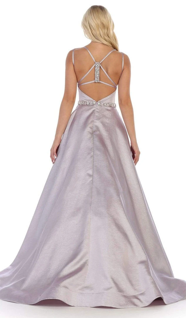 May Queen - RQ7734 Embellished Scoop Neck Ballgown With Strappy Back Formal Gowns 8 May Queen - RQ7734 Embellished Scoop Neck Ballgown With Strappy Back Formal Gowns