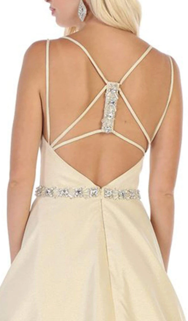 May Queen - RQ7734 Embellished Scoop Neck Ballgown With Strappy Back Formal Gowns 6 May Queen - RQ7734 Embellished Scoop Neck Ballgown With Strappy Back Formal Gowns