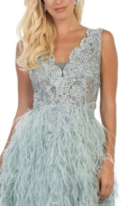 May Queen - RQ7741 Applique Scalloped V-neck A-line Dress Formal Gowns 9 May Queen - RQ7741 Applique Scalloped V-neck A-line Dress Formal Gowns