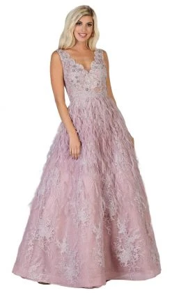 May Queen - RQ7741 Applique Scalloped V-neck A-line Dress Formal Gowns 11 May Queen - RQ7741 Applique Scalloped V-neck A-line Dress Formal Gowns