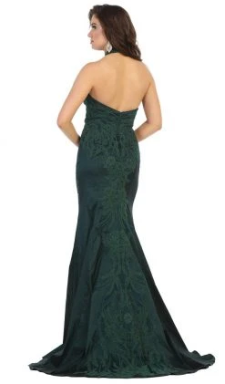 May Queen - RQ7743 Appliqued Halter Mermaid Gown