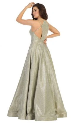 May Queen - RQ7751 V-neck A-line Gown With Cutouts 17 May Queen - RQ7751 V-neck A-line Gown With Cutouts