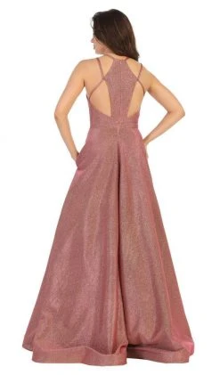 May Queen - RQ7751 V-neck A-line Gown With Cutouts 15 May Queen - RQ7751 V-neck A-line Gown With Cutouts