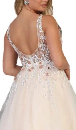 May Queen - RQ7765 Bead Embellished Illusion A-Line Gown Plus Size Dresses