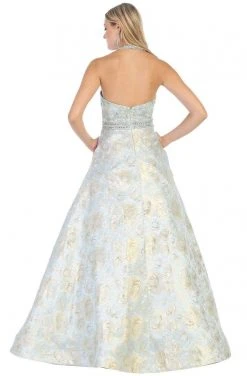 May Queen - RQ7772 Embroidered Halter Ballgown