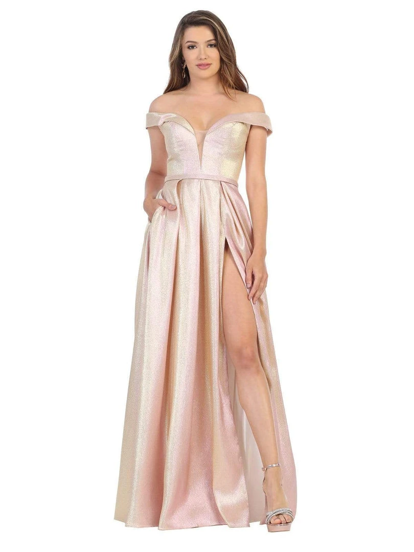 May Queen - RQ7775 Deep Off-Shoulder A-line Gown Formal Gowns 5 May Queen - RQ7775 Deep Off-Shoulder A-line Gown Formal Gowns
