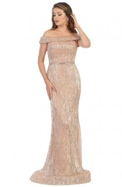 May Queen - RQ7799 Embellished Off-Shoulder Trumpet Dress Formal Gowns