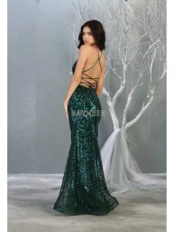 Formal Gowns May Queen - RQ7878 Strappy Sequined Trumpet Dress