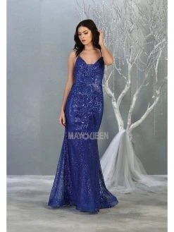 Formal Gowns May Queen - RQ7878 Strappy Sequined Trumpet Dress