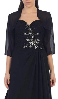 May Queen - Ruched Evening Gown With Quarter Length Jacket Formal Gowns