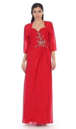 May Queen - Ruched Evening Gown With Quarter Length Jacket Formal Gowns 20 May Queen - Ruched Evening Gown With Quarter Length Jacket Formal Gowns