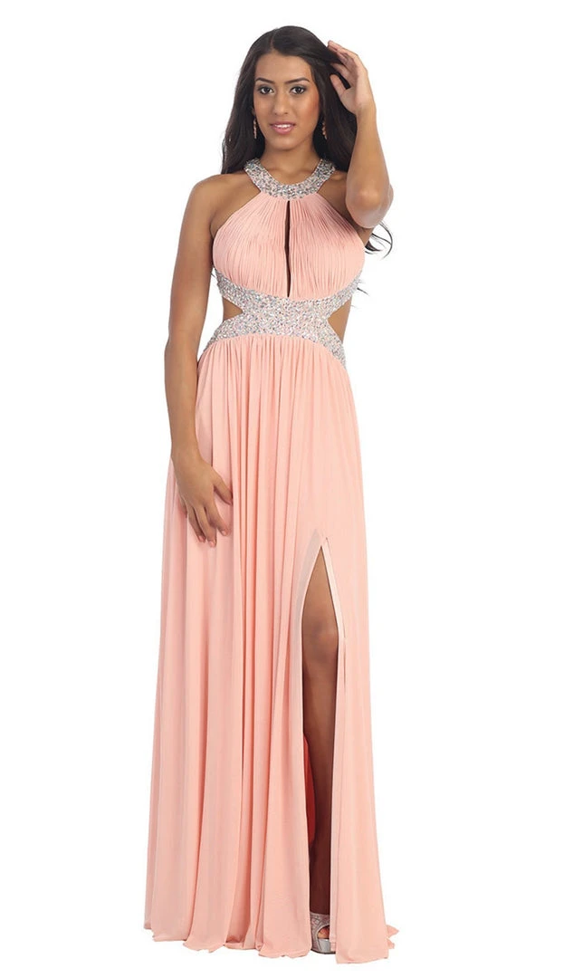 Formal Gowns May Queen - Ruched Halter A-Line Evening Gown 3 Formal Gowns May Queen - Ruched Halter A-Line Evening Gown