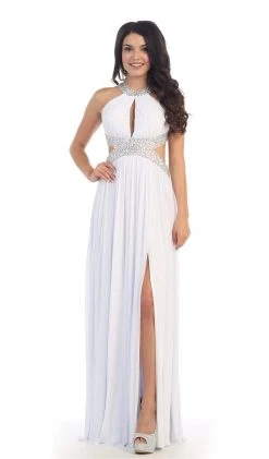 Formal Gowns May Queen - Ruched Halter A-Line Evening Gown 14 Formal Gowns May Queen - Ruched Halter A-Line Evening Gown