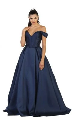 Formal Gowns May Queen - Satin Off Shoulder A-line Evening Dress