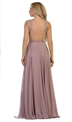 May Queen - Scalloped Metallic Lace A-Line Prom Gown
