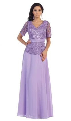Formal Gowns May Queen - Scalloped V-neck A-line Mother Of The Bride Dress