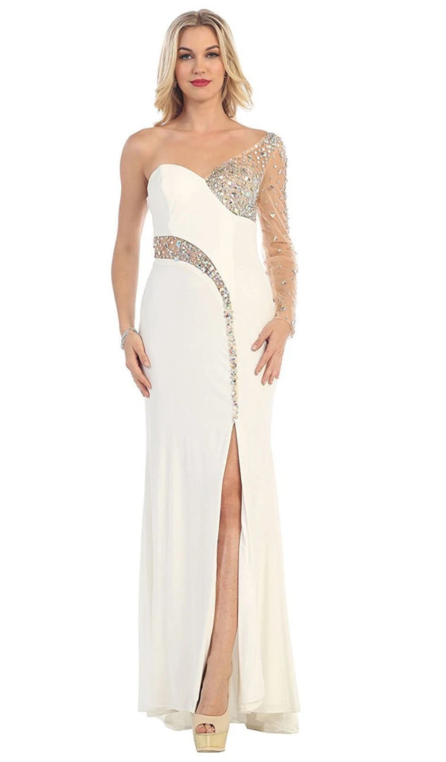 May Queen - Sequined One Shoulder Sleeve Evening Gown Formal Gowns 11 May Queen - Sequined One Shoulder Sleeve Evening Gown Formal Gowns
