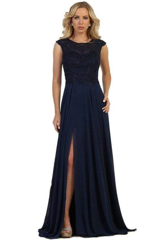 Formal Gowns May Queen - Sheer Cap Sleeves A-Line Dress With Slit MQ1563 - 1 Pc Mauve In Size 10 Available 3 Formal Gowns May Queen - Sheer Cap Sleeves A-Line Dress With Slit MQ1563 - 1 Pc Mauve In Size 10 Available