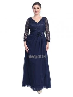 Formal Gowns May Queen - Sheer Long Sleeve Floral Accented A-Line Evening Dress 23 Formal Gowns May Queen - Sheer Long Sleeve Floral Accented A-Line Evening Dress