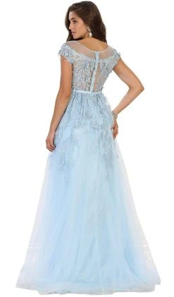 Formal Gowns May Queen - Shimmering Illusion Scoop Neck A-line Evening Gown