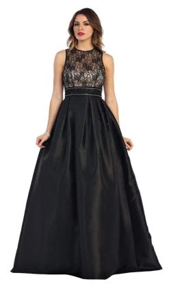 May Queen - Sleeveless Lace Applique Taffeta Formal Ball Gown Formal Gowns 8 May Queen - Sleeveless Lace Applique Taffeta Formal Ball Gown Formal Gowns